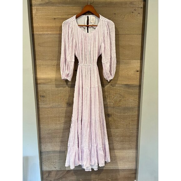 Cinq à Sept Lyle Smocked Pale Iris/Ivory Dress Size 6 - Picture 3 of 9